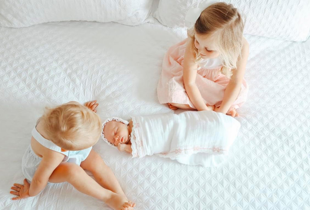 Baby Girl Blanket - Heirloom Collection - White with Pink Bows, 100% Cotton, in The USA (Crib: 30 x 51)