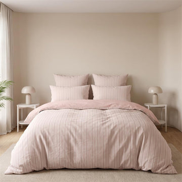 Striped Duvet Cover Reversible Pink Stripe Bedding Set