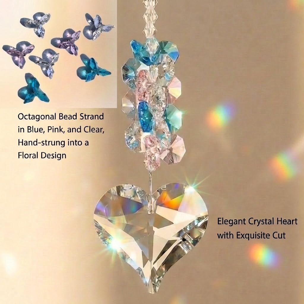 Crystal Prism Suncatcher Hanging Ornament Rainbow Heart Gifts