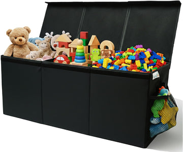 Extra Large Toy Storage Organizer with Lid - Sturdy, Collapsible Toy Chest Storage Box Design - Toys Bin with