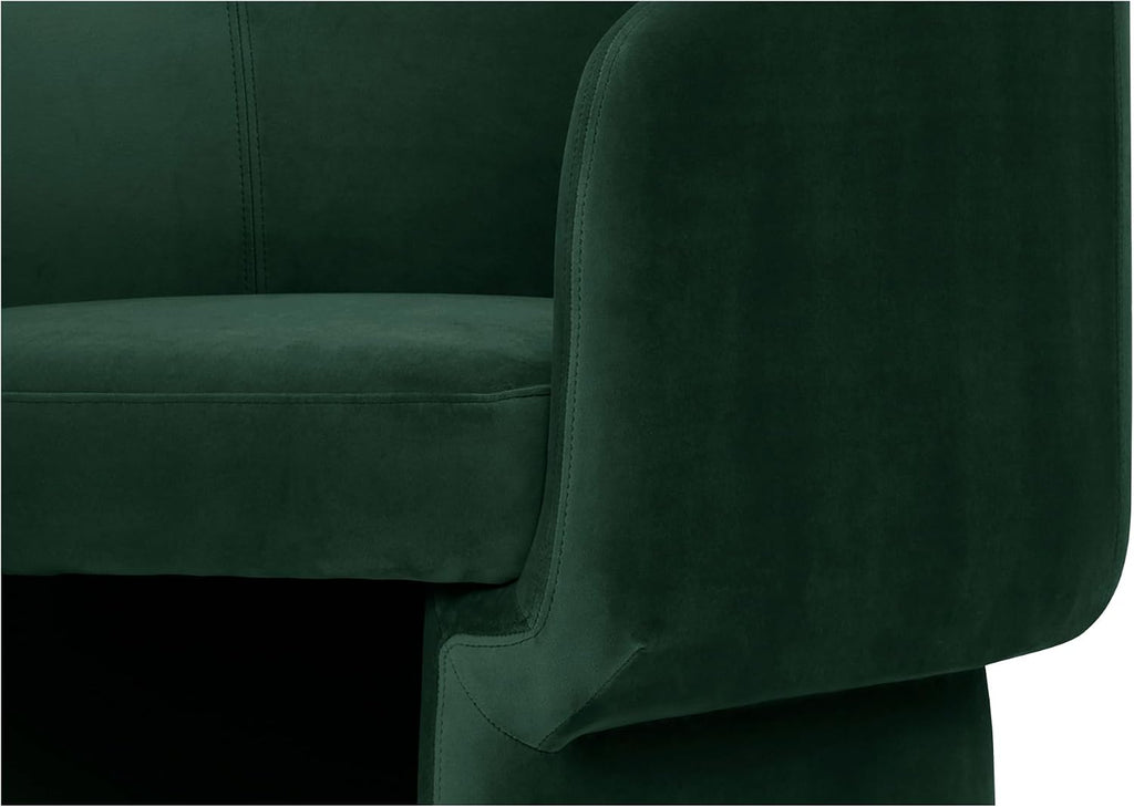 Sylvie Accent Chair, Art Deco Curved Design, Recycled Polyester Upholstery, Dark Indigo