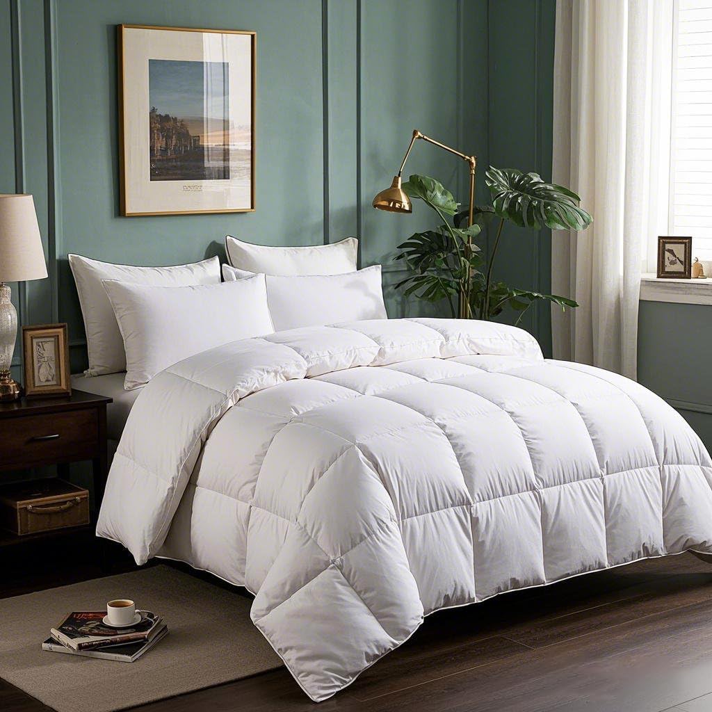 Goose Feathers Down Fiber Comforter King Duvet Insert,100% Cotton