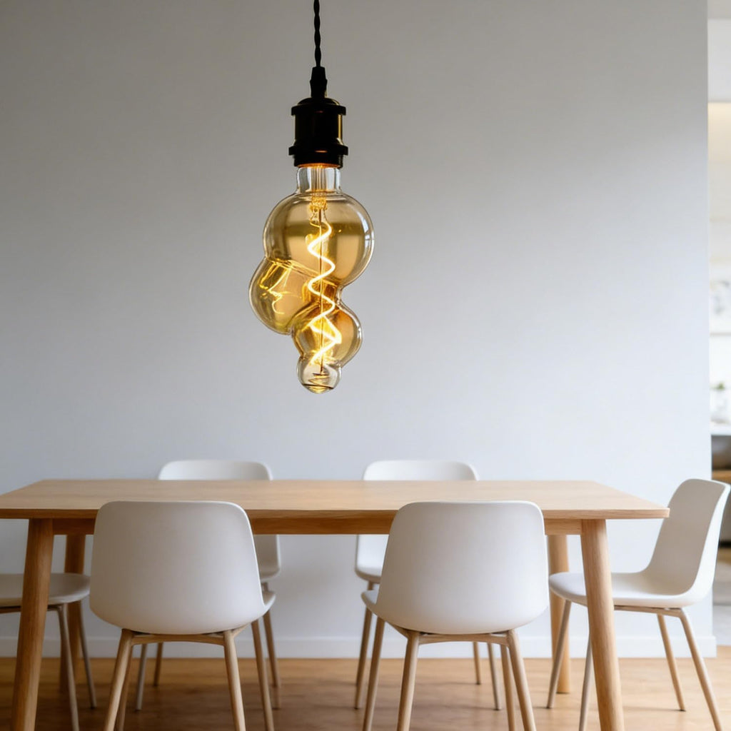 Dimmable LED Edison Bulb 4W 25W Equivalent 2000K Warm White, Bubble Amber Glass Spiral Filament E26 Vintage