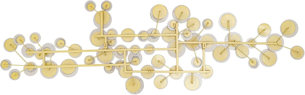 3D Wall Art Decor, Large Metal Wall Art Modern Gold Circles Wall Sculptures Luxurious Decor Geometric Wall Sculpture