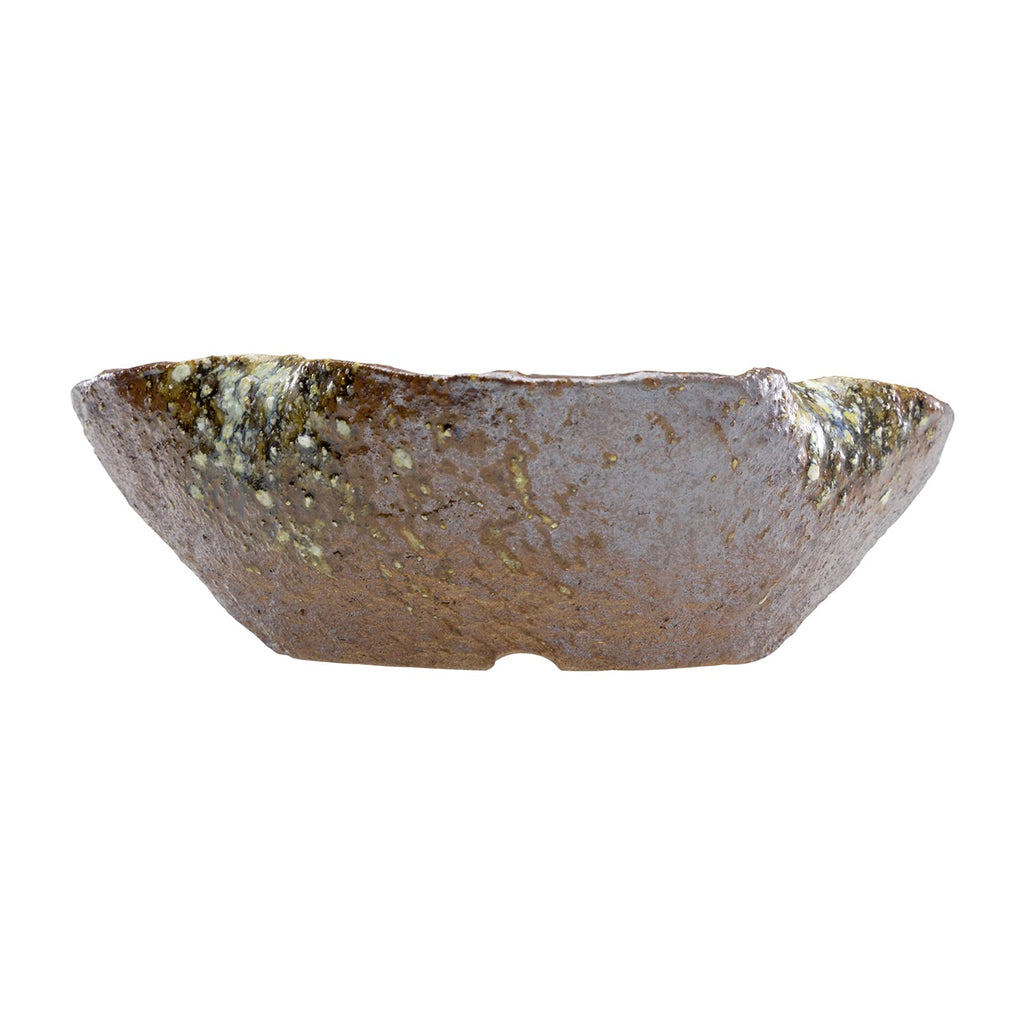 Shigaraki Leaf Bonsai Pot 5.9in, Handmade Japanese Pot, Red Brown