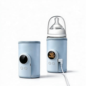 PortableUSB Baby Bottle Warmer Sleeve,Digital Temp Display,Travel,Blue