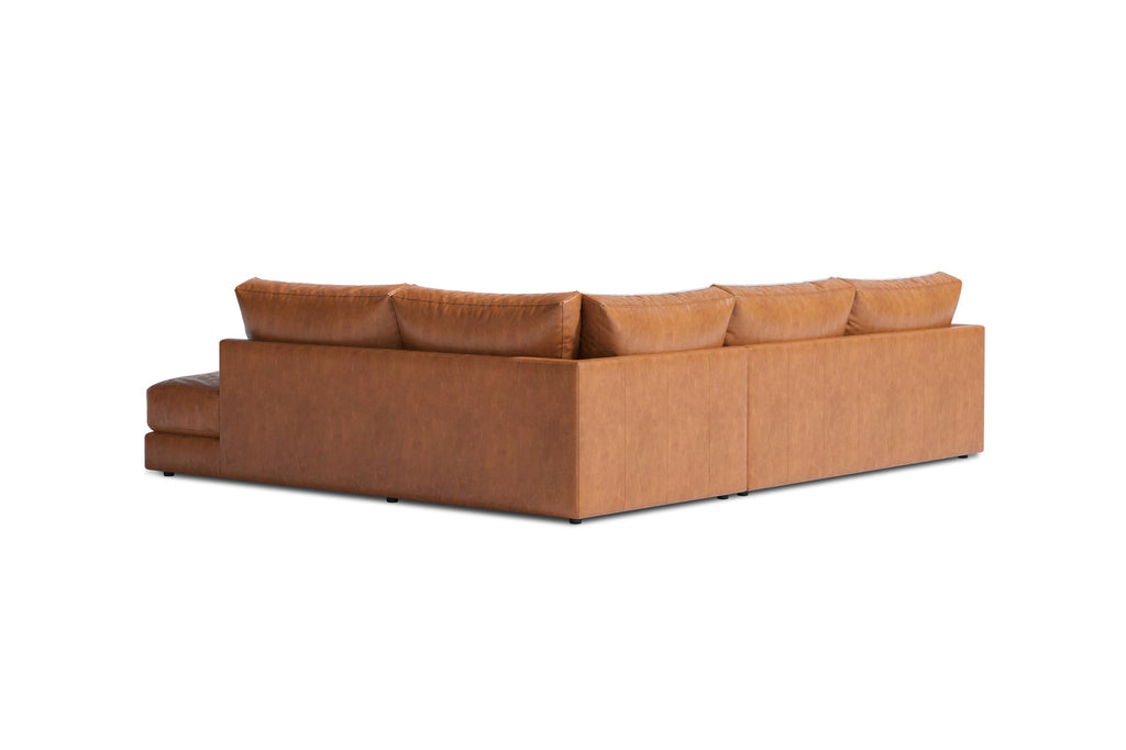Serena 108" Full Leather Sectional Sofa with Right Bumper | Nappa 11000 Leather, Modern Low Profile Lounge Sofa | L