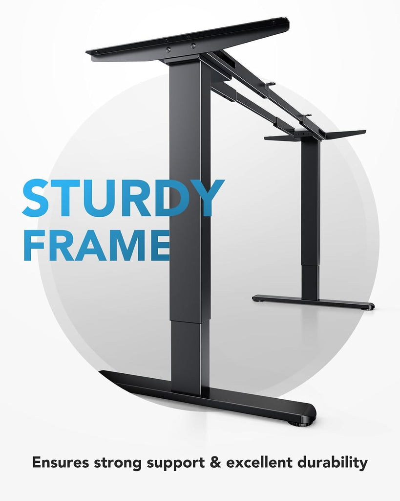 Dual Motor Electric Standing Desk Frame, 265 lb Capacity, Black | T-Shaped Legs Fit Desktops Up To 90 X 31.5 Inches;