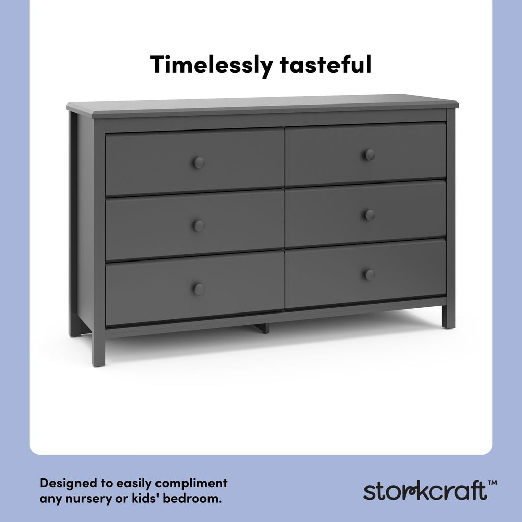 Alpine 6-Drawer Dresser, Gray