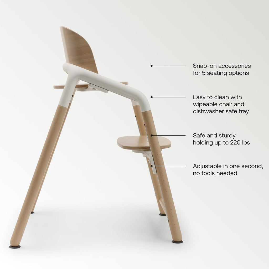 Giraffe Wooden Baby High Chair - Adjustable in 1 Second, Ergonomic Easy-Clean Highchair, Suitable from Birth (Newborn