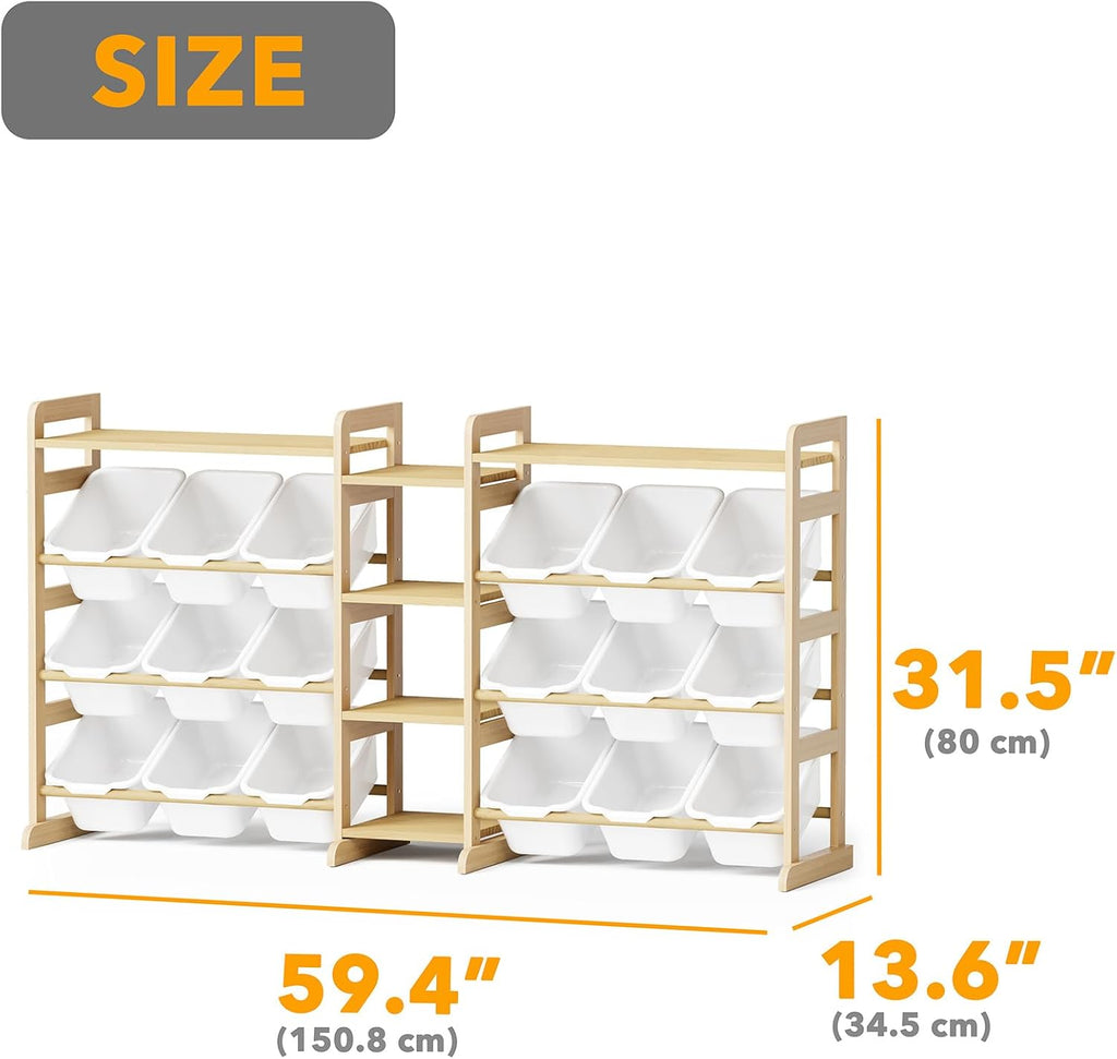 Large Toy Storage Organizer with 6 Shelves and 18 Bins, Book Shelf Organizers Storage Bookshelf, Kids Bin Shelf Box