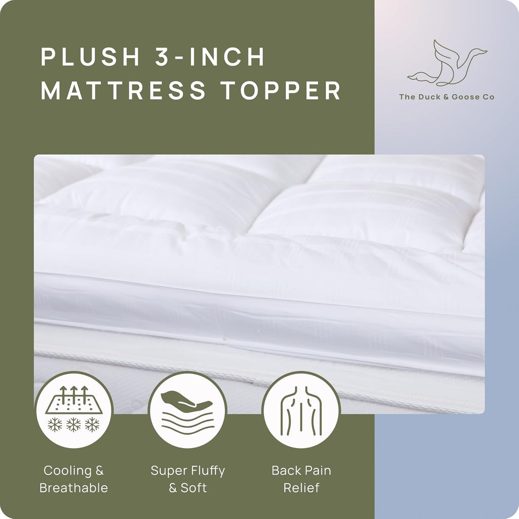 Queen Cotton Mattress Topper, 1200 GSM Extra Thick Plush Mattress Pad, Soft | thick pillow top, back pain relief