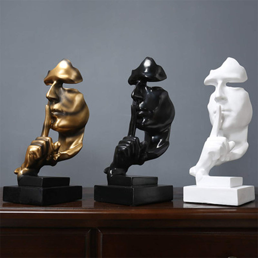 Thinker Statue, Silence is Gold Abstract Art Figurine(Gold)