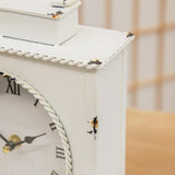 MODE HOME Vintage Mantel Clock, Large Rustic Distressed Metal Table Clock with Handle