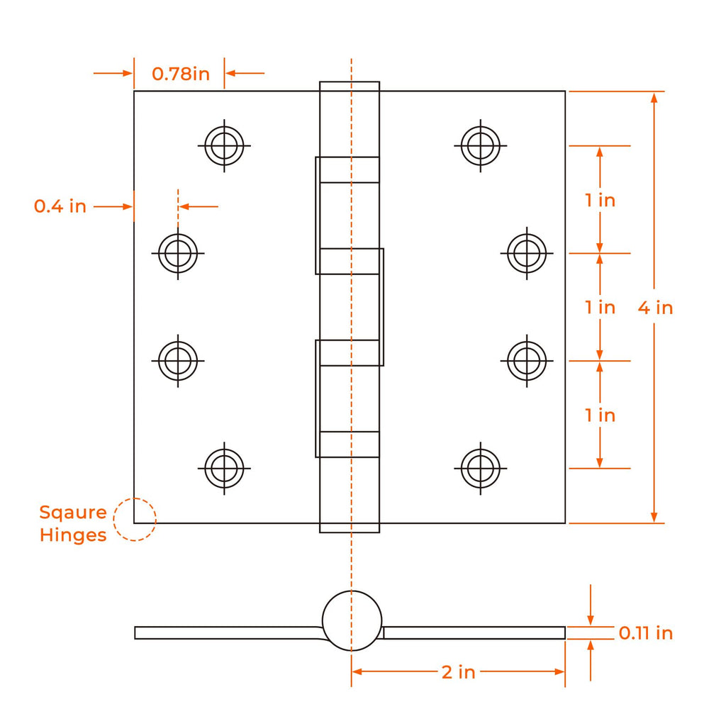 Matte Black 3 Pack 4 inch Door Hinges with 5/8" Radius Corners