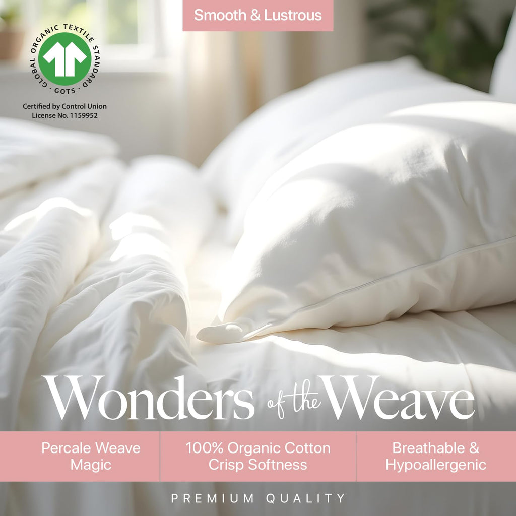 Organic Cotton Sheets Queen Size Percale Sheet, White