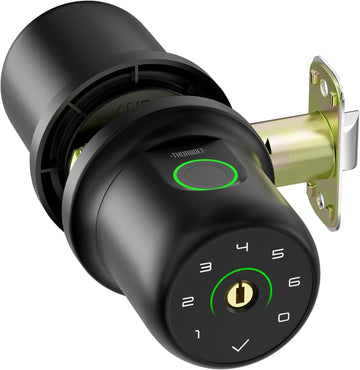Fingerprint Door Knob Lock with Keypad, Black