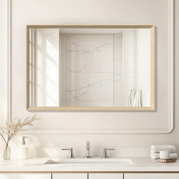 Oak Wood Effect Framed Wall Mirror, 24x36 Rectangle Mirror