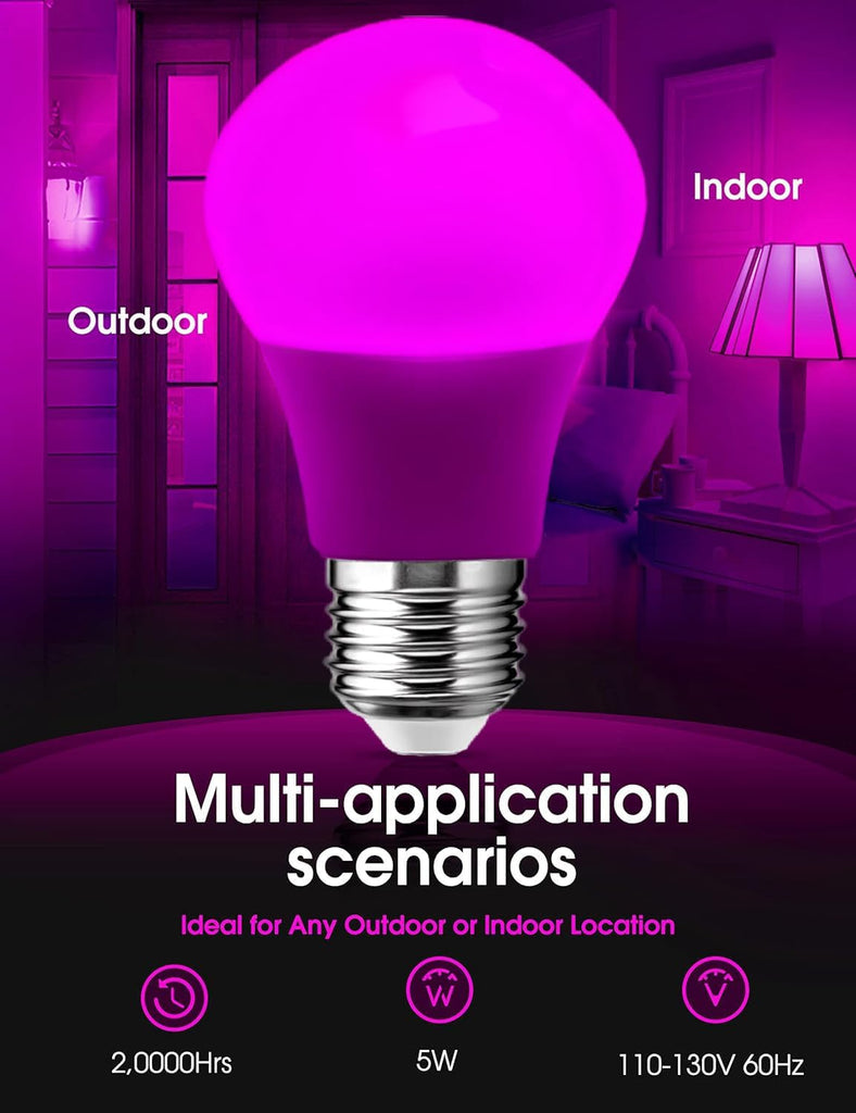 A19 LED Purple Light Bulb, LED Purple Black Lights 100W Equivalent