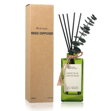 Green Tea & Lemongrass Reed Diffuser, 5.07oz Bathroom Air Freshener
