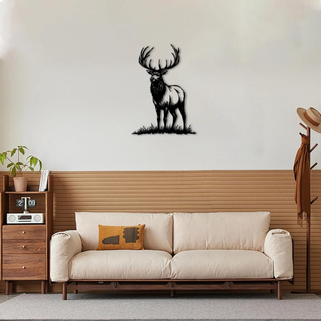 Majestic Elk Silhouette Metal Wall Art Decor Metal Outdoor Decor Metal Signs Artwork Rustic Farmhouse Style Home - Set of 5