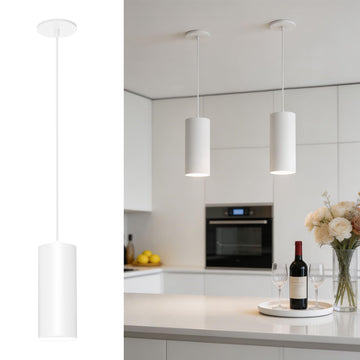 3.43" Pendant Lights Kitchen Island, 25W Cylinder Hanging Lights with Dipswitch, Modern Eye Care Led Pendant Lamp