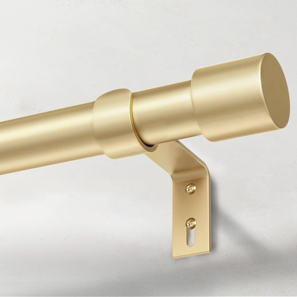 Heavy Duty Curtain Rods for Windows 66 to 120 Inch, 1 Inch Gold Curtain Rod Adjustable, Decorative Long Curtains Rods