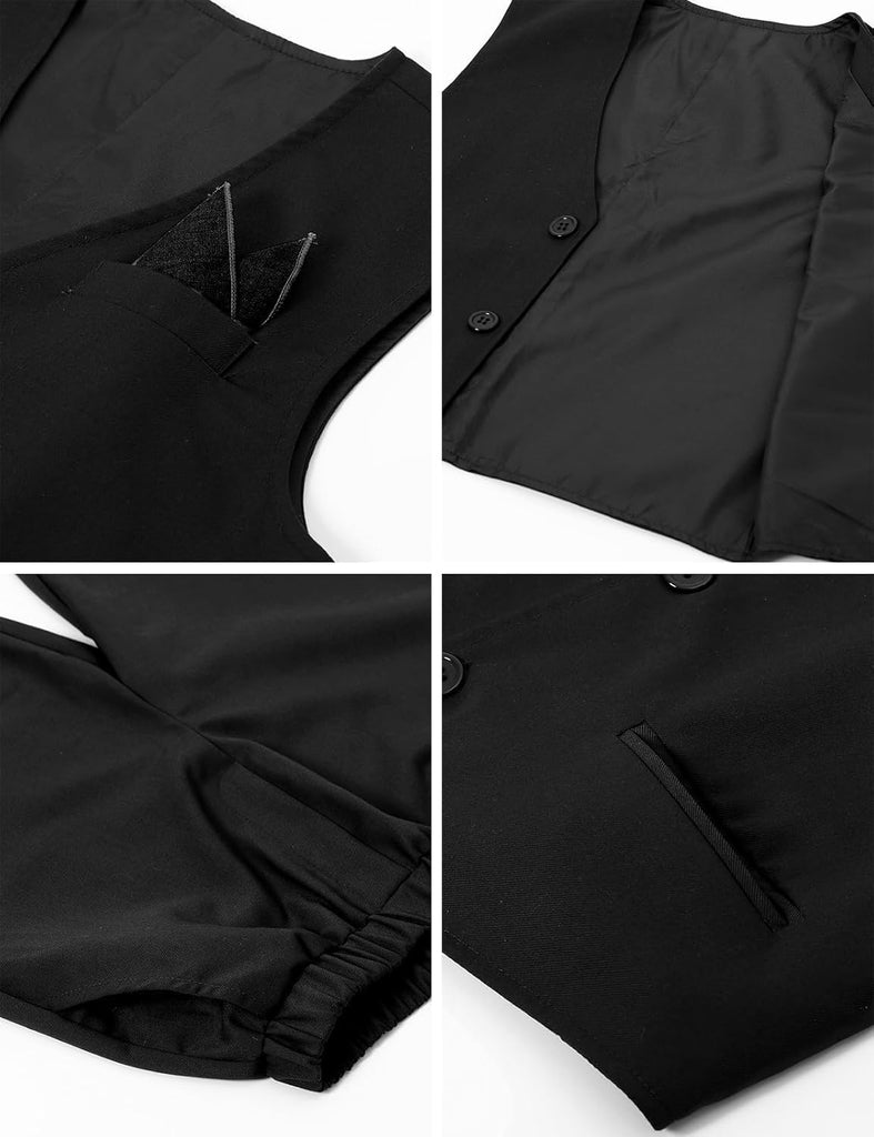 Boys Short Suit Formal Outfit 4pcs Vest, Shirt, Bow Tie