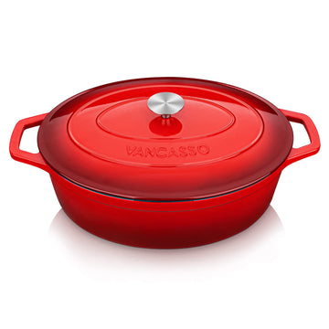 9.3 Qt Oval Enameled Cast Iron Dutch Oven with Lid, Red