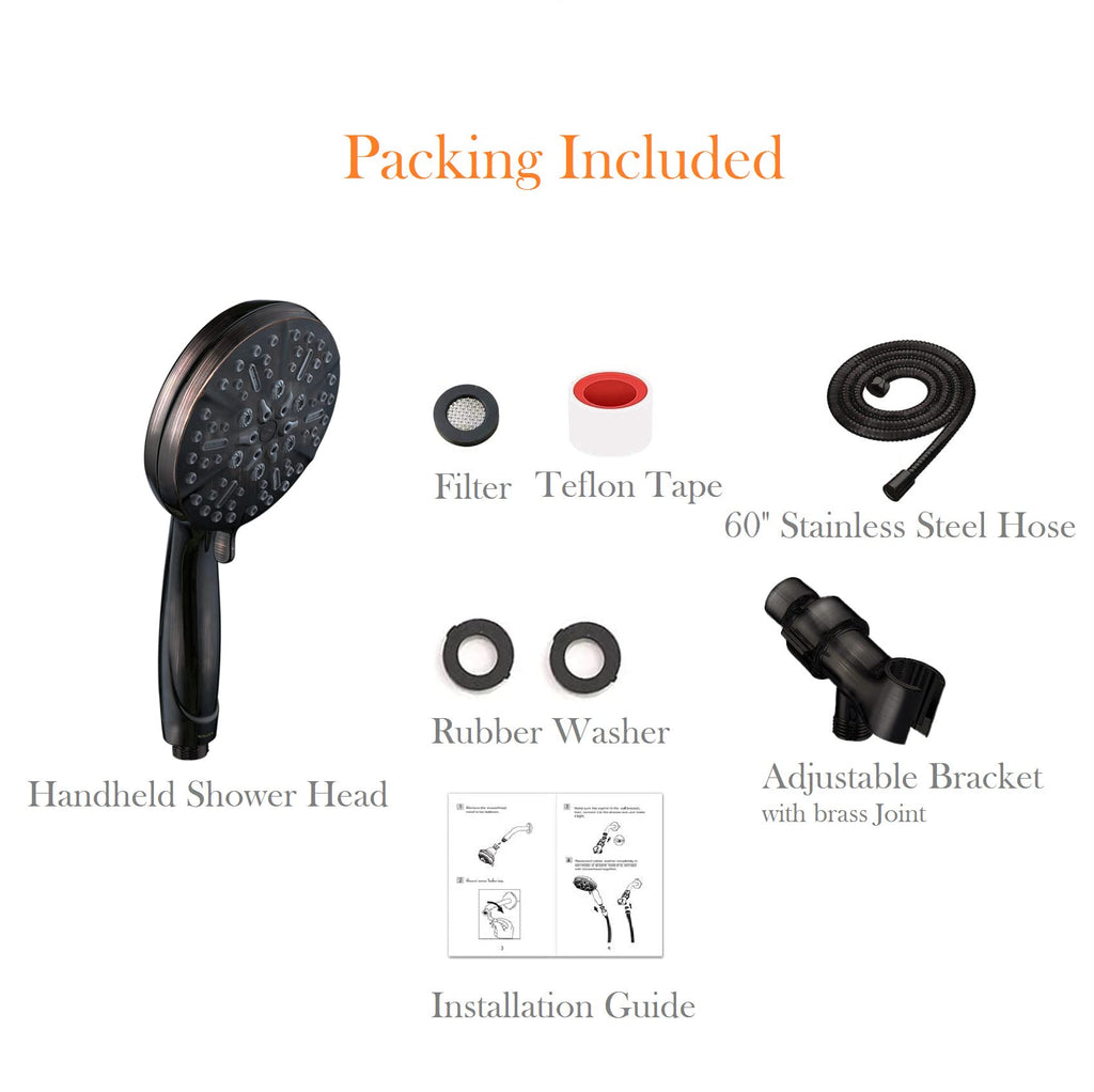 ORB High Pressure Shower Head with Handheld - Multifunctional High Flow Rain Showerhead with Extra 60" Long Hose and
