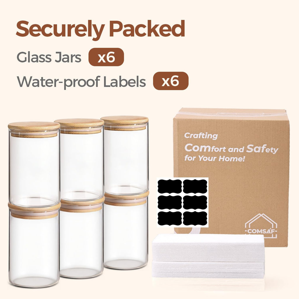 Glass Storage Containers with Lids 1 Qt, Set of 6 Food Storage Jars