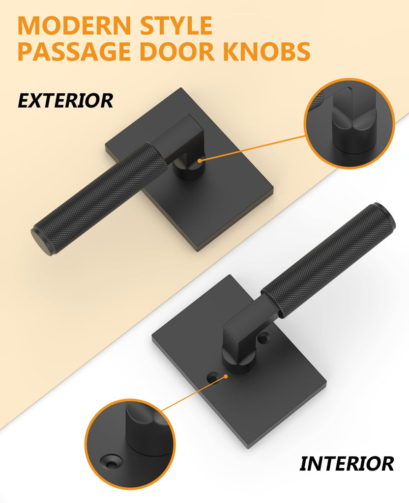 10 Pack Matte Black Passage Interior Door Handles