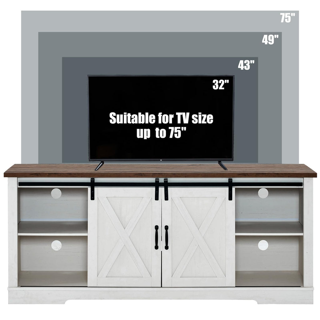65" TV Stand, Entertainment Center, White