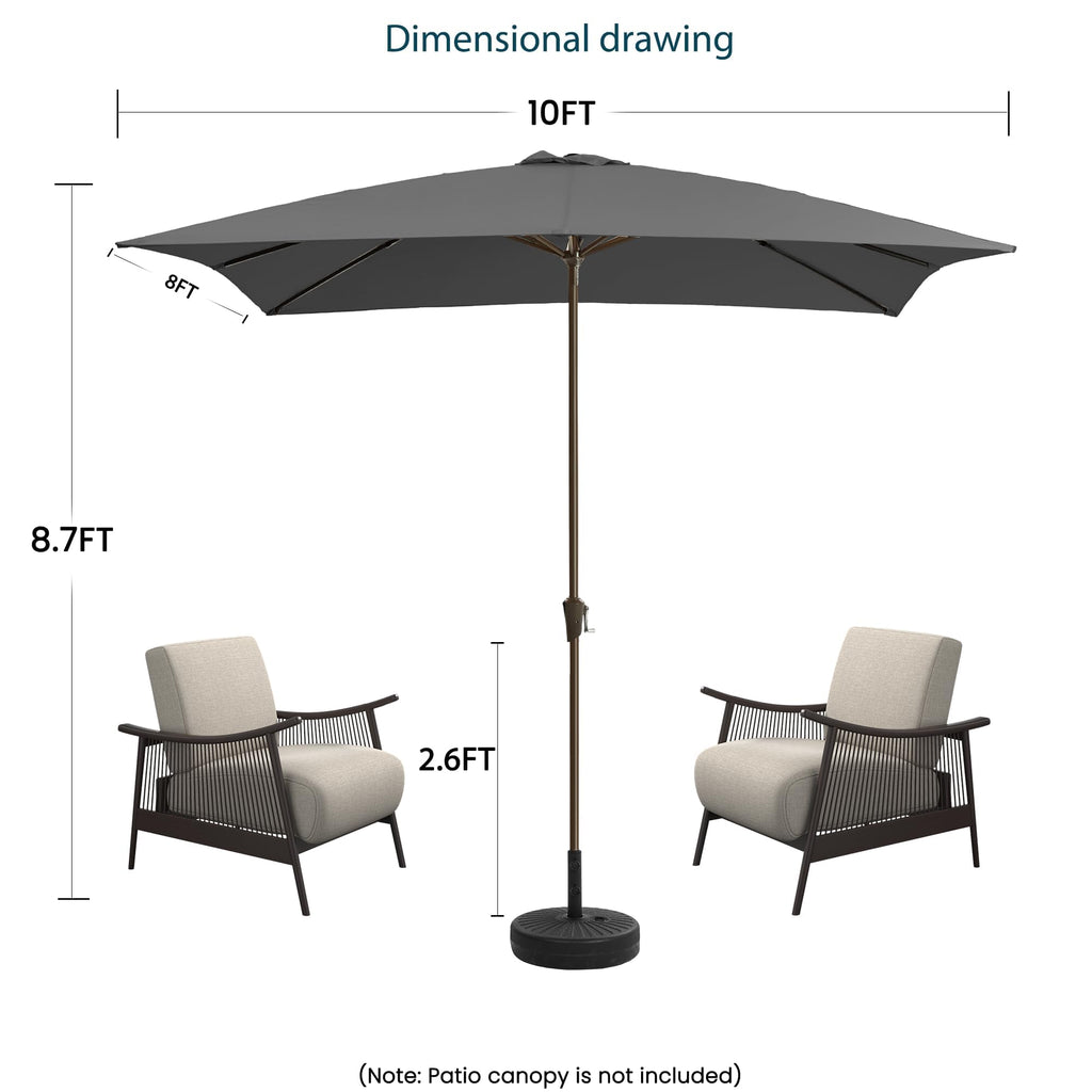 8' Rectangular patio Umbrella rectangle pool Umbrella Grey
