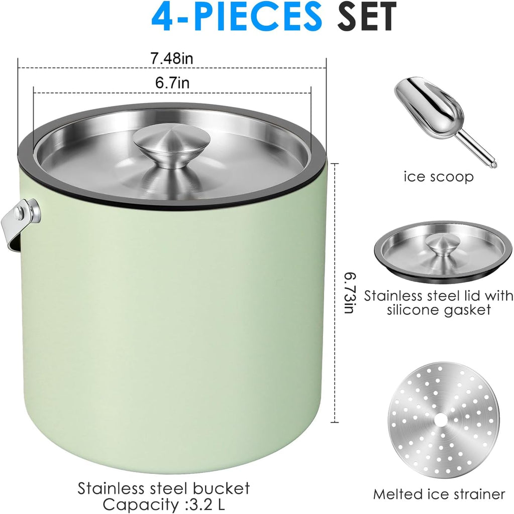 3.2L Insulated Ice Bucket for Parties with Lid & Scoop