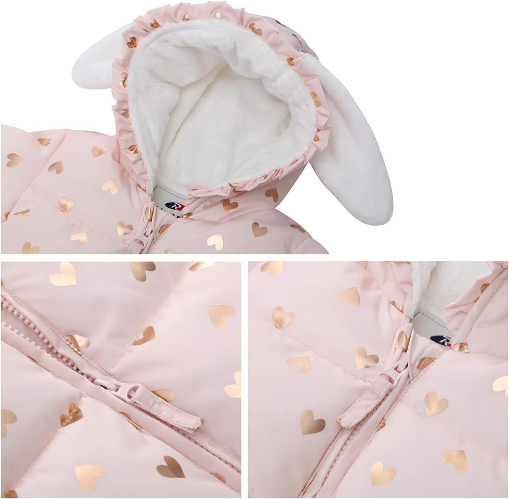 Baby Girls' Water-Resistant Soft Mini Fur Lined Puffer Jacket Winter Coat for Infant Toddler