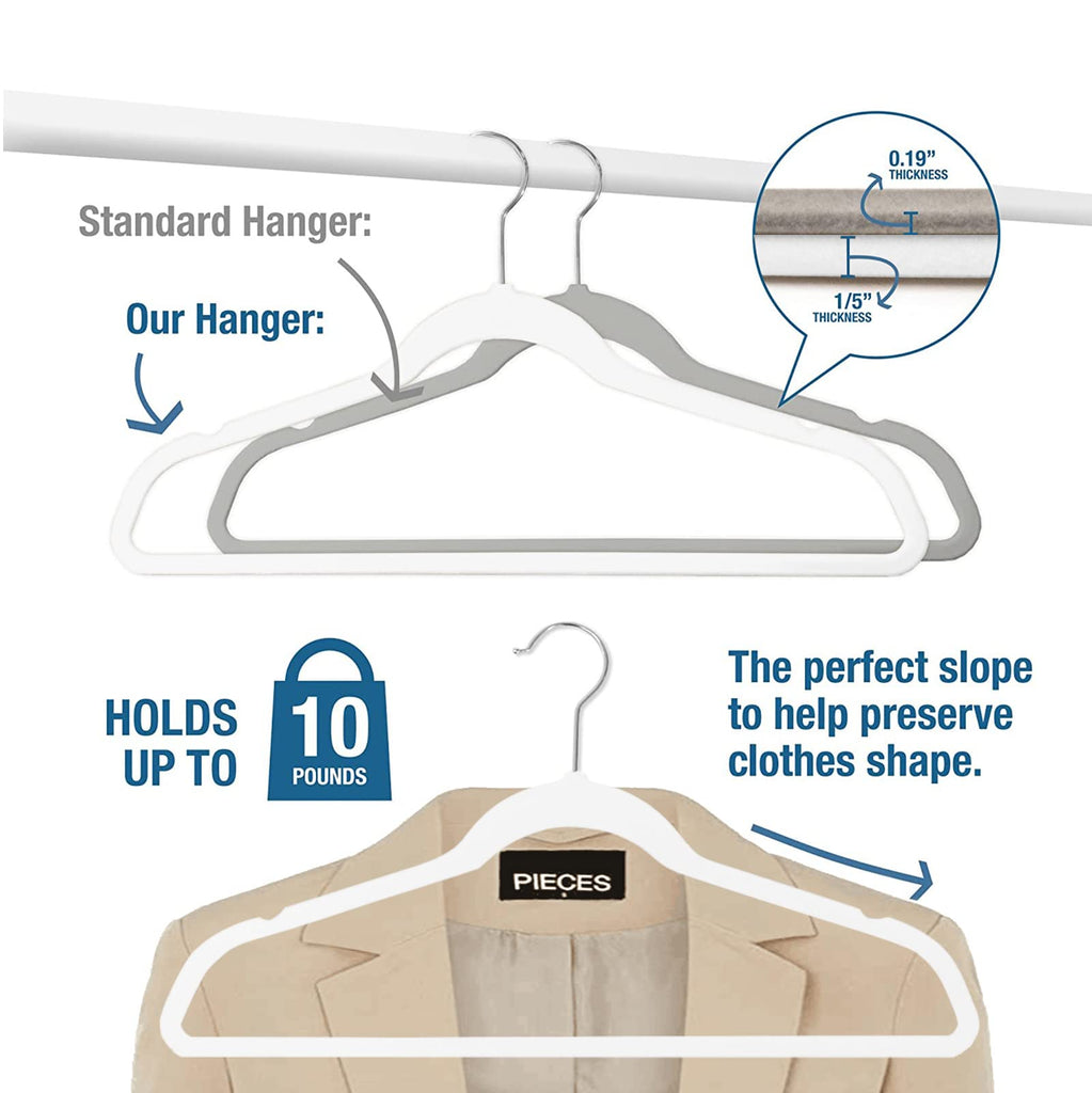 50 Pack Slim Plastic Clothes Hangers, White
