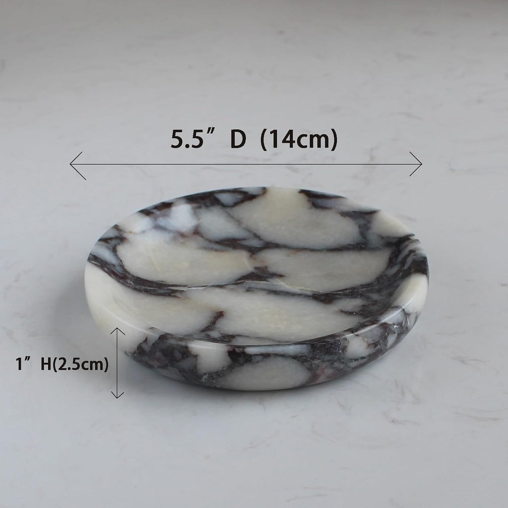 Natural Travertine Marble Jewelry Dish 5.5", Trinket Dish for Ring Earring, Gift for Woman Daugther(Calacatta Viola)