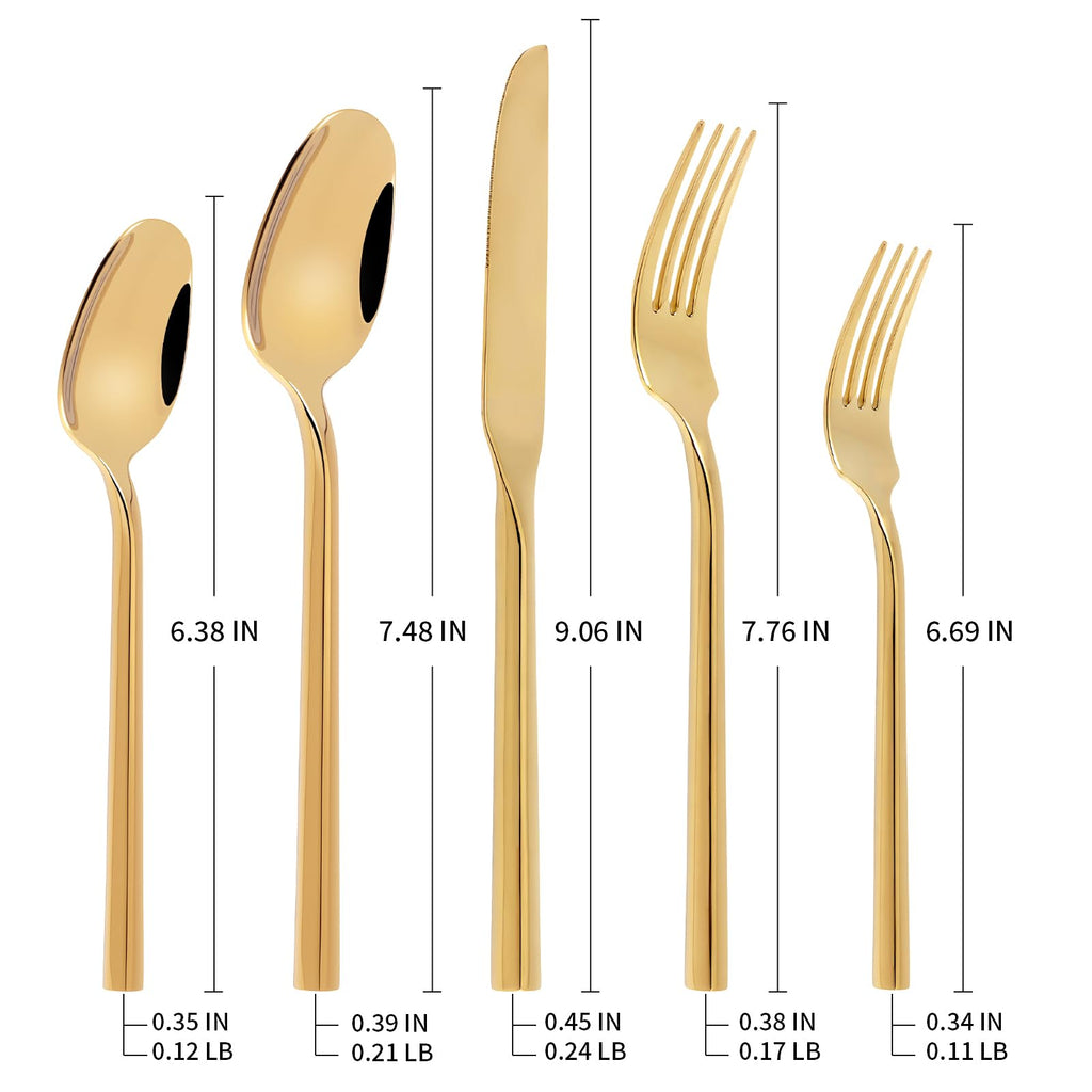 Gold Silverware Set with Hexagon Handle 30 Pieces Service for 6