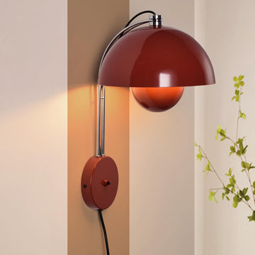 Mid-Century Modern Bud Plug in Wall Sconces, Rust Red