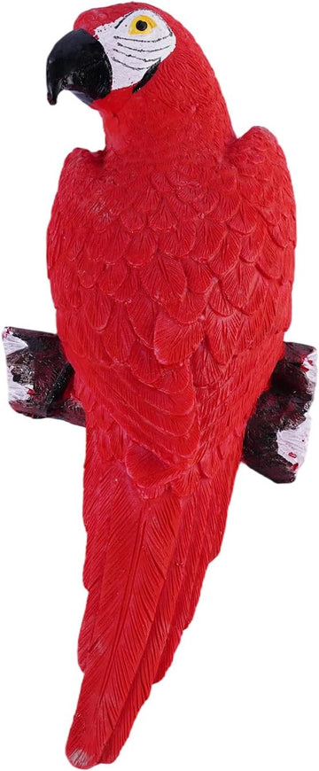Outdoor Wall Decor Parrot Macaw Wall Sculpture Tropical Decor, Red