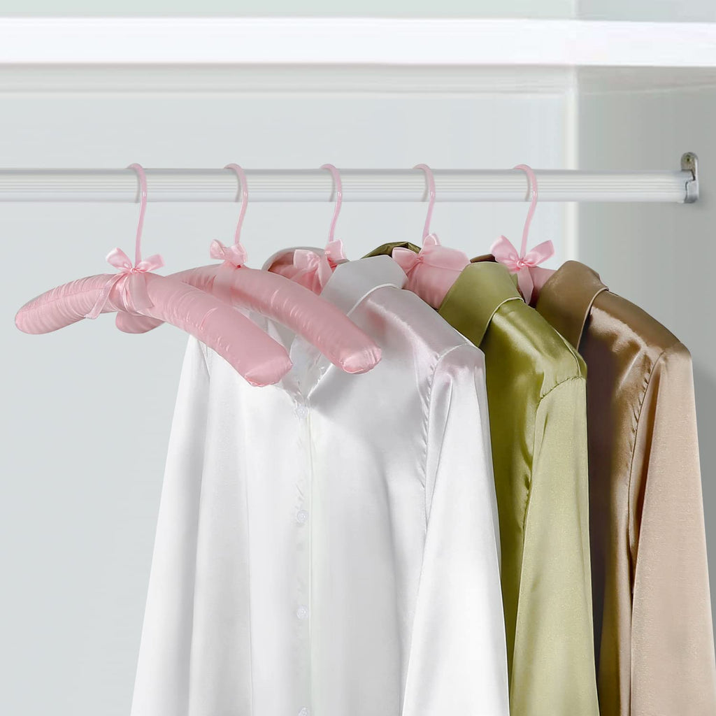 Satin Padded Hangers for Women Clothing 17-inch 10 Pack Pink
