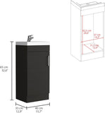 16" Bathroom Vanity with Single Door Storage, Resin Sink, Compact Base Cabinet, Modern Space-Saving Vanity for Small Bathrooms