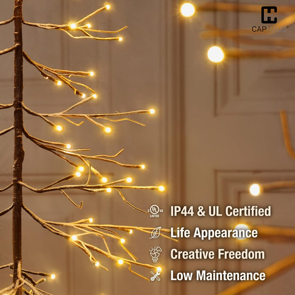 4 Ft Sparse Christmas Tree with Lights, 48 Inch Prelit Twinkling Bare Branch Twig Tree, 112 Warm White Micro Dot LED
