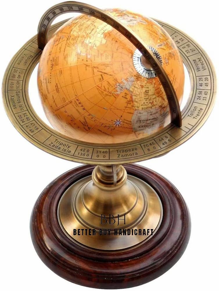 Vintage Brass Antique Armillary Tabletop Marine Sphere Globe Nautical Decor
