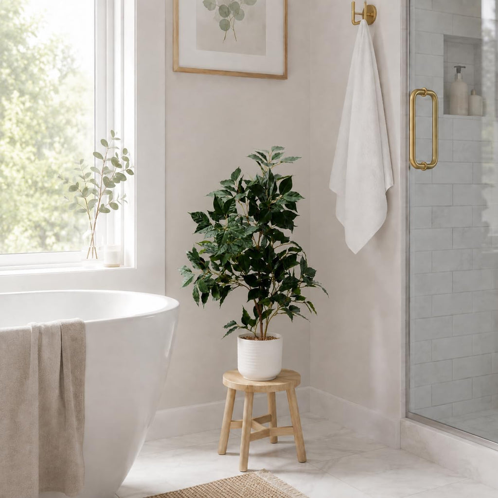 27" Ficus Tree Artificial Plants in Ceramic Pot,Faux Potted Plant