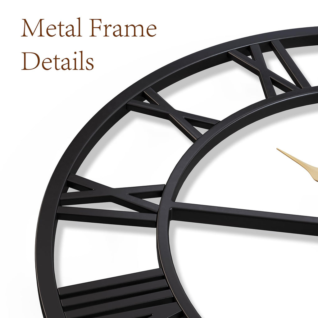 32 Inch Large Wall Clock, Roman Numeral Metal Oversized Wall Clocks