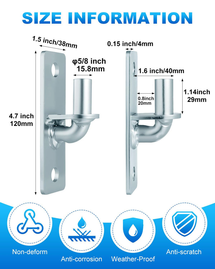 4 Pack Wall Mount Gate Hinges with 5/8" Pin Included Screws