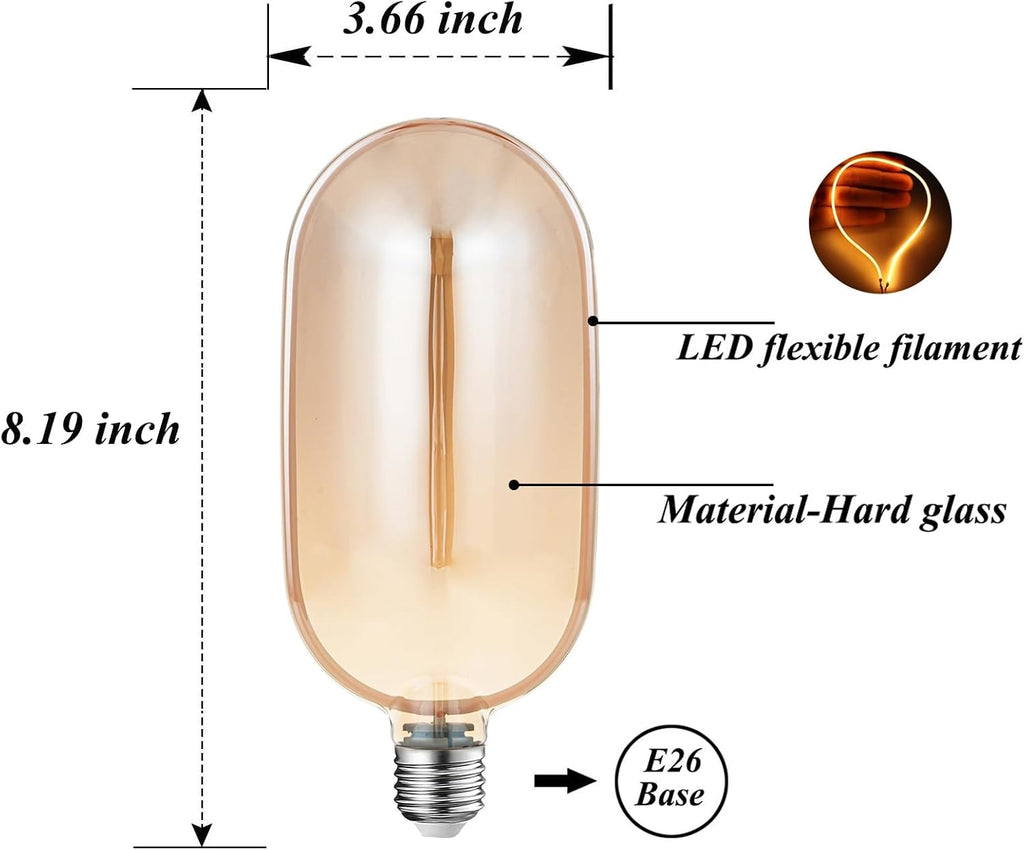 Large Edison Bulbs Oversized E26 Base LED Decorative Light Bulbs