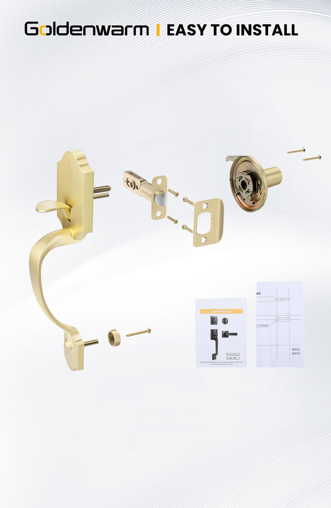 Front Door Handle, Gold Door Handle Exterior No Lock